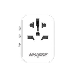 Energizer Ultimate - Adapter podróżny EU / US / AU / UK + 2x USB-A & USB-C certyfikat MFi (Biały)