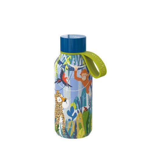 Quokka Solid Kids with strap - Butelka termiczna ze stali nierdzewnej 330 ml z paskiem (Jungle)