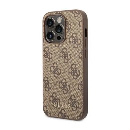 Guess 4G Metal Gold Logo - Etui iPhone 14 Pro (brązowy)