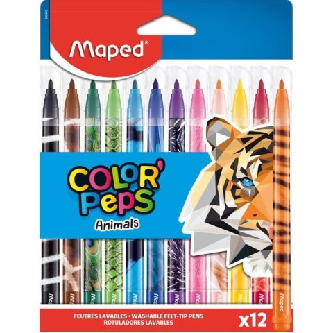 Flamastry Maped Color&#039;Peps Animals 12 kolorów
