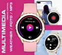 Smartwatch Damski Rubicon RNCF02-1 Srebrno-Srebrny + Czarny Silikonowy Pasek