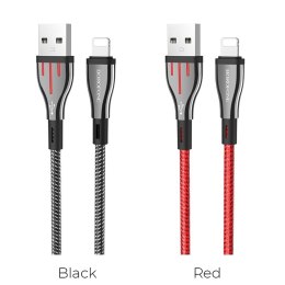 Borofone Highway - kabel połączeniowy USB do Lightning 1.2 m (czarny/czerwony)