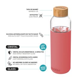 Quokka Flow - Butelka na wodę ze szkła 660 ml (Inner Pink Botanical)