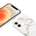 Crong Marble Case - Etui iPhone 12 Mini (biały)