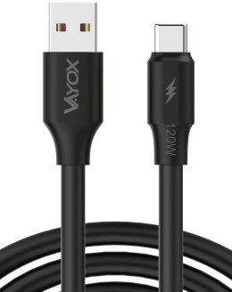 Kabel USB-USB-C dwe końcówki 120W 3A 1m czarny