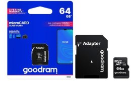GOODRAM Karta Pamięci MicroSD 64GB CL10 UHS I + Adapter