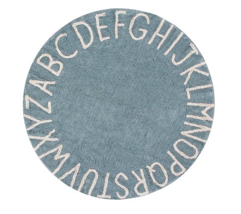 Lorena Canals Dywan bawełniany Round ABC Vintage Azul Natural Ø 150 cm