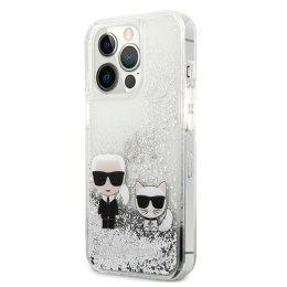 Karl Lagerfeld Liquid Glitter Karl & Choupette - Etui iPhone 13 Pro Max (srebrny)
