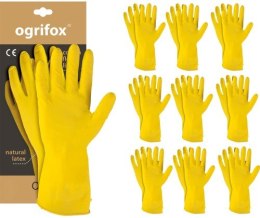 Rękawice ochronne gumowe flokowane / Żółte / OX-FLOX - 10 Par