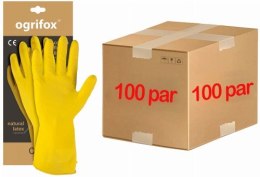 Rękawice ochronne gumowe flokowane / Żółte / OX-FLOX - 100 Par