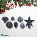 Komplet 19 Bombek Choinkowych Kamai Christmas Decoration - Kolor Antracyt z Gwiazdą na Czubek