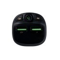 WEKOME WP-C26 - Transmiter FM Bluetooth / MicroSD / 2x USB-A + ładowarka samochodowa 17W (Czarny)