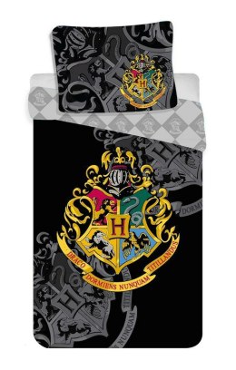 Pościel bawełniana 140x200 Harry Potter 6257 czarna szara poszewka 70x90