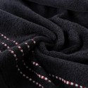 Ręcznik 70x140 Fiore czarny 500g/m2 frotte ozdobiony bordiurą w postaci cienkich paseczków Eurofirany