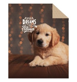 Narzuta młodzieżowa Holland 170x210 K 29 słodki Piesek pies beżowa brązowa dwustronna dog szczeniaczek 1873 dekoracyjna na łóżko