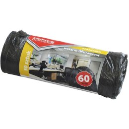 Worki na śmieci Office Products 60L HDPE czarne (50)
