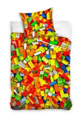 Pościel bawełniana 160x200 Klocki Lego kolorowa z jedną poszewką 70x80 C24
