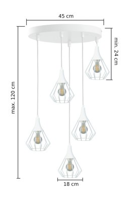 Lampa wisząca 5xE27 SELENE WHITE