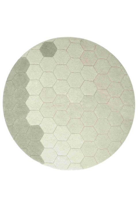 Dywan bawełnainy okrągły Ø 140 , Round Honeycomb Blue Sage, Planet Bee, Lorena Canals