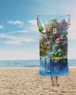 Ręcznik plażowy 70x140 Minecraft 92 niebieski kolorowy dziecięcy bawełniany