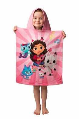 Poncho dla dzieci 50x115 Koci domek Gabi różowe Gabby`s Dollhouse ręcznik z kapturem dziecięcy