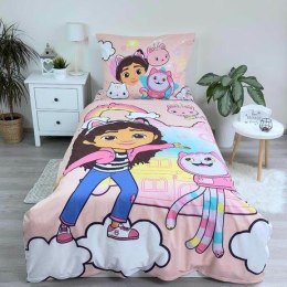 Pościel bawełniana 140x200 Gabbi Koci domek różowa poszewka 70x90 Gabby`s Dollhouse JF 02