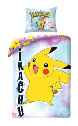 Pościel bawełniana 140x200 Pokemon niebieska żółta poszewka 70x90 Kids 12 Halantex