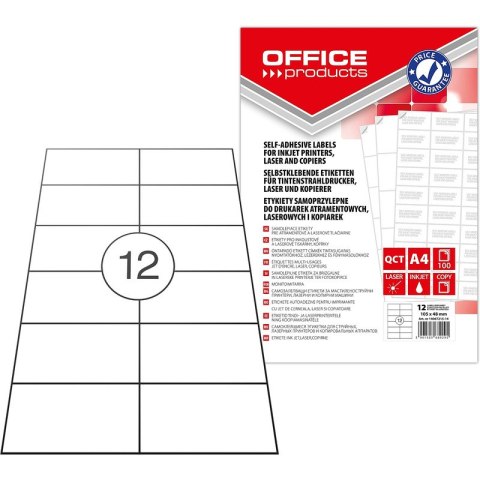 Etykiety Office Products A4 105x48mm białe (100)