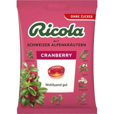 Ricola Schweizer Kräuterbonbon Cranberry Cukierki bez Cukry 75 g