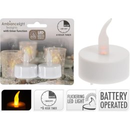 ZESTAW 2 ŚWIECZEK TEA LIGHT LED TIMER BIAŁY