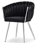 Krzesło plecione Lugano fotel TRECCIA BLACK VELVET SILVER