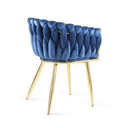 Krzesło plecione Lugano fotel TRECCIA BLUE VELVET GOLD