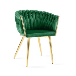 Krzesło plecione Lugano fotel TRECCIA GREEN VELVET GOLD