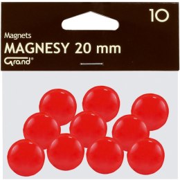 Magnesy do tablic Grand śr.20mm czerwone (10), CZERWONY