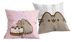 Poduszka dziecięca 40x40 Pusheen Kot różowa szara tort H1