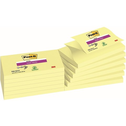 Karteczki Post-it Super Sticky Z-Notes 76x127mm (R350-12SS-CY) żółte (90)