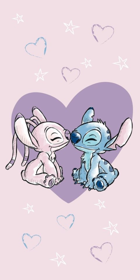 Ręcznik plażowy 70x140 Lilo and Stitch Love różowy dziecięcy bawełniany Kids25