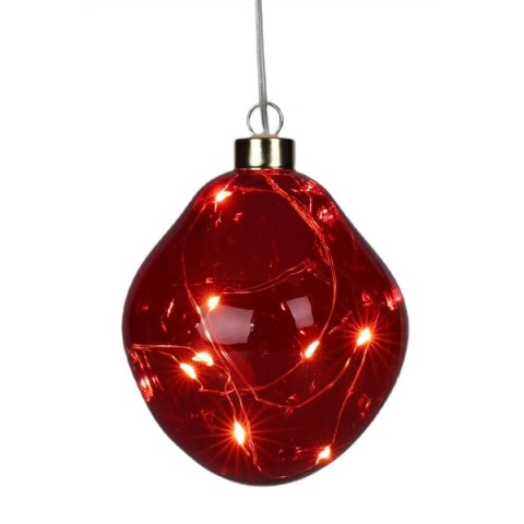 BOMBKA FORMÓWKA SZKLANA KROPLA LED 10CM - RED