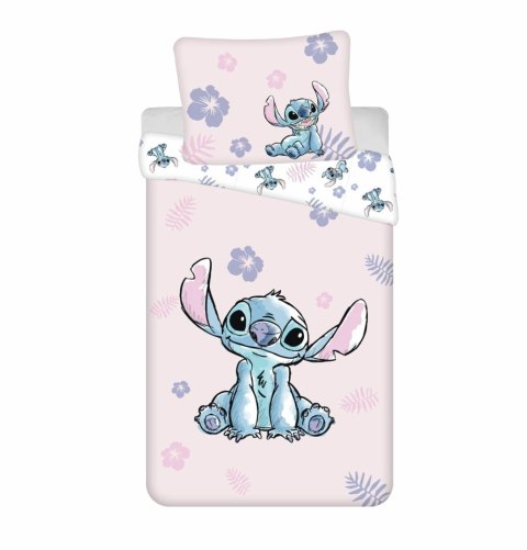 Pościel do łóżeczka 140x200 Lilo i Stitch różowa biała poszewka 70x90 bawełniana