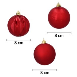 Zestaw 4 bombek choinkowych 8cm - ponadczasowa czerwień