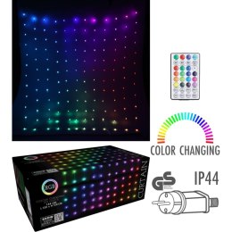 LAMPKI CHOINKOWE KURTYNA ŚWIETLNA ZEW/WEW 144 LED RGB 120X120CM Z PILOTEM MULTIKOLOR