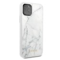 Guess Marble Tempered Glass Hardcase - Etui iPhone 11 Pro (biały)