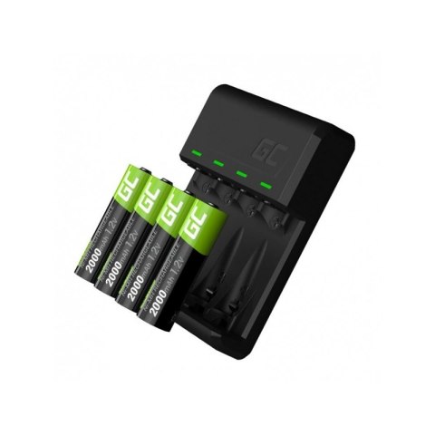 Green Cell VitalCharger - Ładowarka do akumulatorów + 4x Baterie Akumulatorki AA 2000mAh Ni-MH