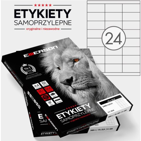 ETYKIETY 70 X 33.8 MM. 24 SZT/A4 EMERSON UNIWERSALNE