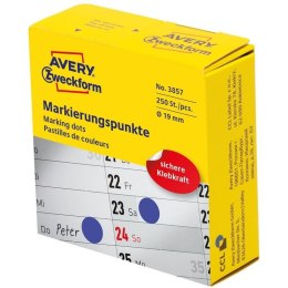 Kółka do zaznaczania w dyspenserze Avery Zweckform, 250 szt./rolka, O19 mm, niebieskie, NIEBIESKI