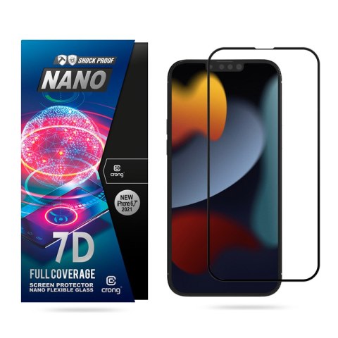 Crong 7D Nano Flexible Glass - Niepękające szkło hybrydowe 9H na cały ekran iPhone 13 Pro Max