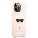 Karl Lagerfeld Liquid Silicone Ikonik Karl`s Head - Etui iPhone 13 Pro (różowy)